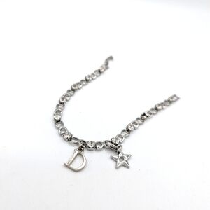 Authentic Christian Dior "D" Charm  & Star Accent | Rhodium CZ Tennis Bracelet